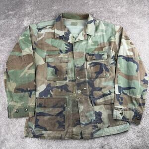 Vintage US Military Woodland Camo BDU Field Jacket Coat Ripstop Size M
